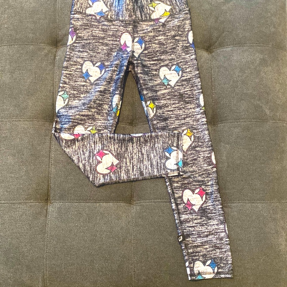 TEREZ Shimmering Hearts ❤️💜💚💙 Wide Waistband Leggings - XS